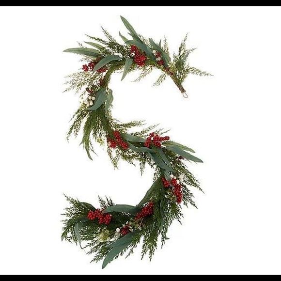 Martha Stewart 5' Cedar and Eucalyptus Garland Burgundy - Picture 1 of 3
